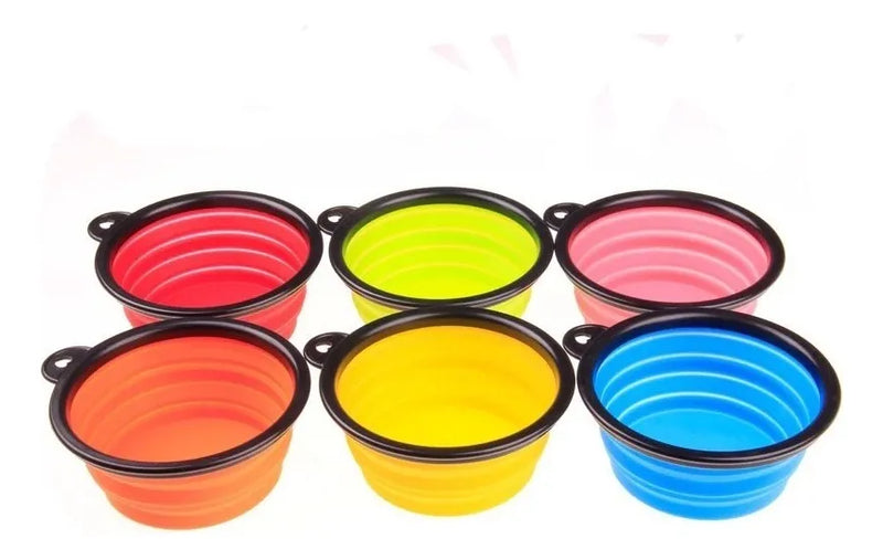 Plato De Goma Plegable Portátil De Mascotas Perro Y Gato Color Rojo