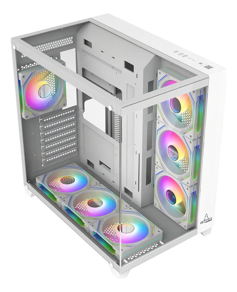 Caja Gabinete Gamer Iceberg Crystal Cube Xl 7x Fans Argb Color Blanco