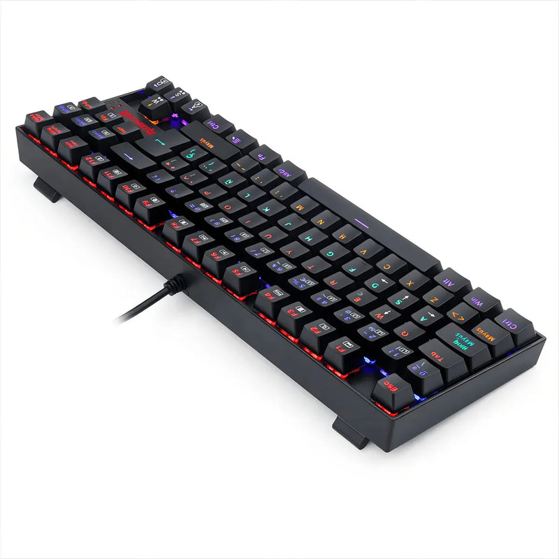 Teclado gamer Redragon Kumara K552 QWERTY español latinoamérica color negro con luz rainbow