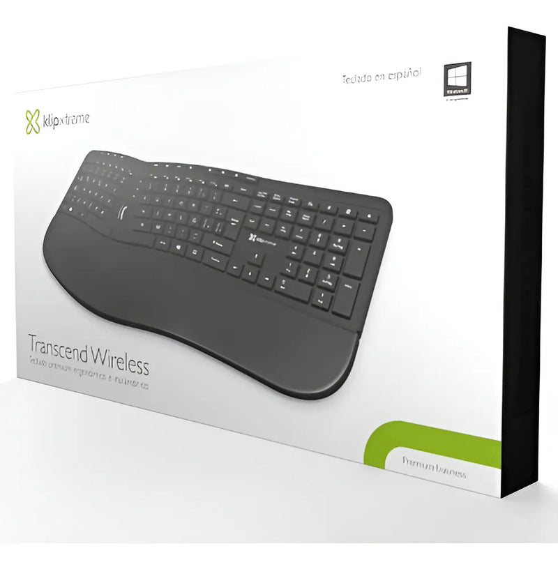 Teclado Klip Xtreme Transcend Wireless Ergonómico - Kbk-530s Color Del Teclado Negro