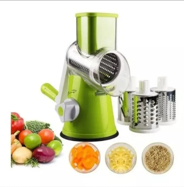 Molino Rallador Cortador 3en1 Pica Todo De Verduras Y Frutas Gris