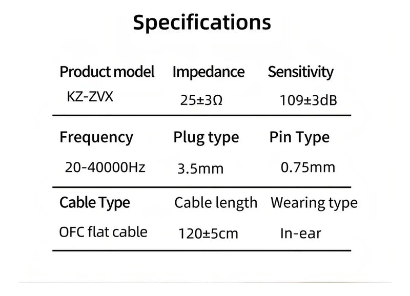 Auriculares HiFi Kz Zvx con micrófono, color negro, color claro, negro