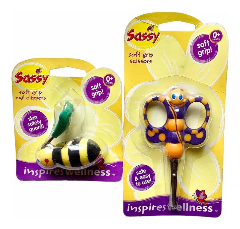 Cortauñas Abejita Y Tijeritas Mariposita Bebe Y Niños Set Amarillo Y Negro