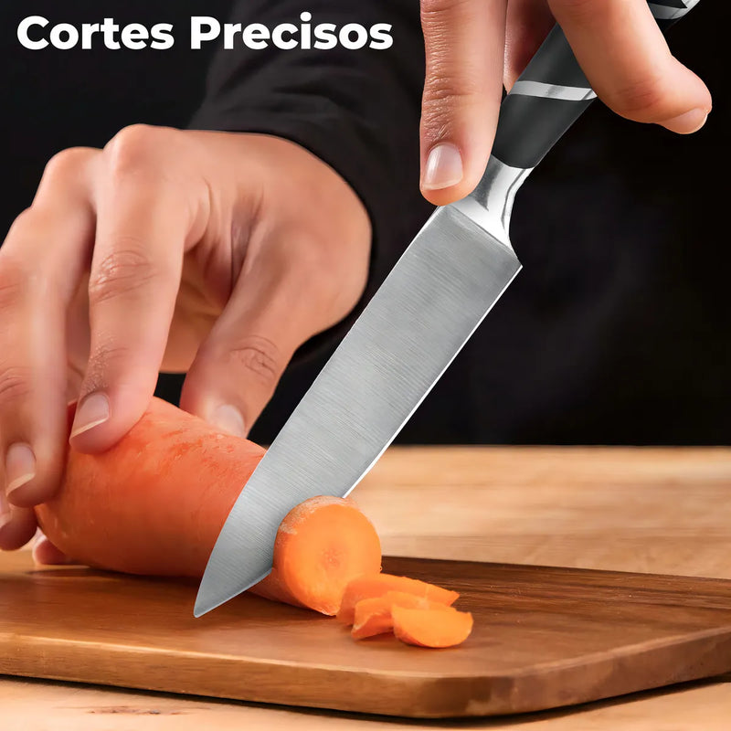 Juego de Cuchillos Profesionales Chef Master 807601 9 Piezas con Soporte Giratorio Acero Inoxidable