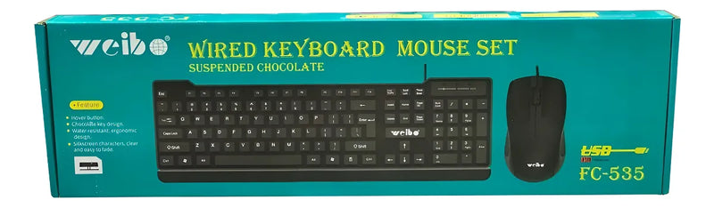 Combo Teclado Y Mouse Usb Alambrico Weibo Fc-535 Color del teclado Negro