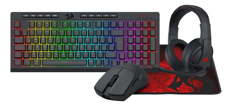 Kit Teclado/ Mouse/ Diadema/ Mousepad Redragon S147 Negro