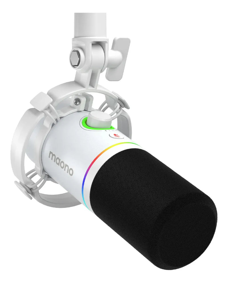 Maono PD200X Micrófono Pc Gamer Rgb Dinamico Usb/xlr Podcast Color Blanco