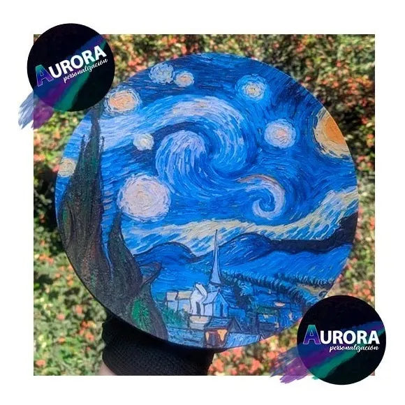 Pad Mouse Sublimado Noche Estrellada Van Gogh Arte Negro