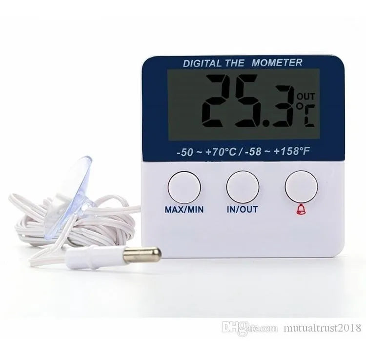 Termómetro Digital Nevera In/out Alarma Sonda Batería Imán