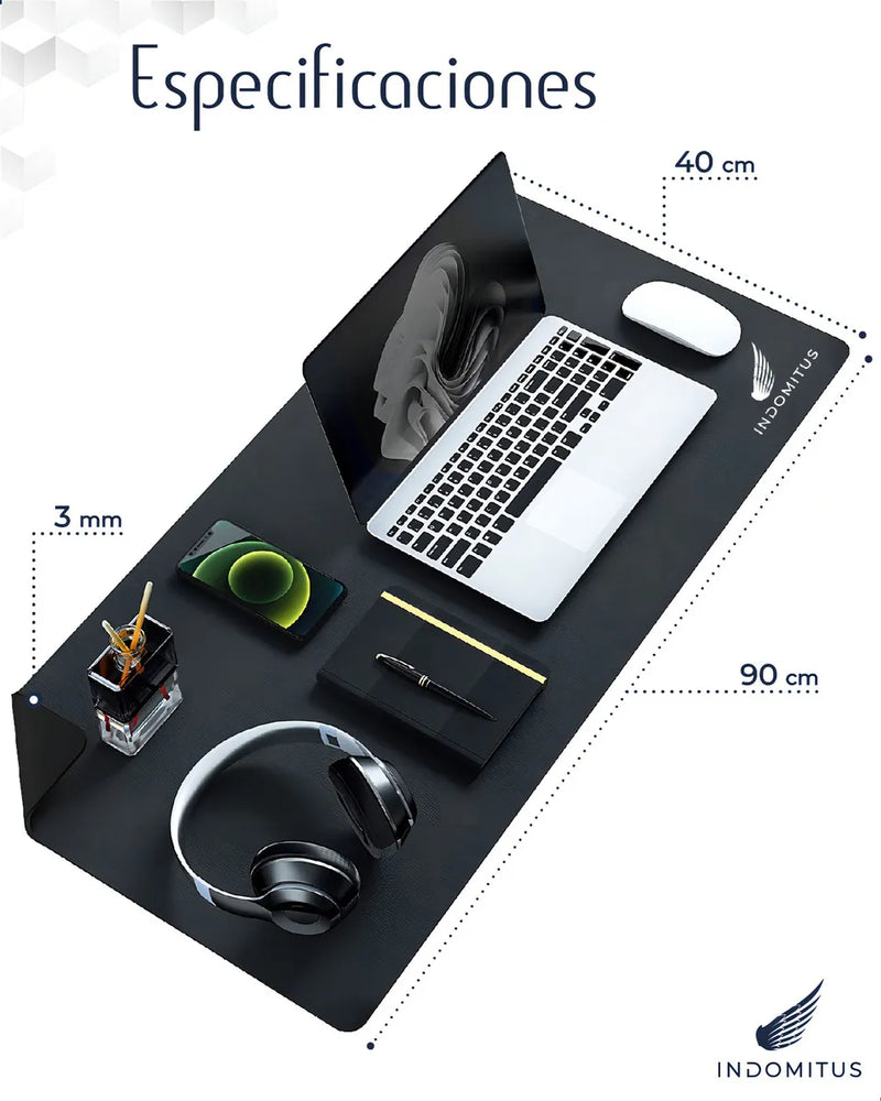 Mousepads Gamer Tapete Escritorio Extra Grande Alfombrilla de Ratón para Oficina Juegos Base Antideslizante Impermeable Keyboard Pad Color Negro Indomitus