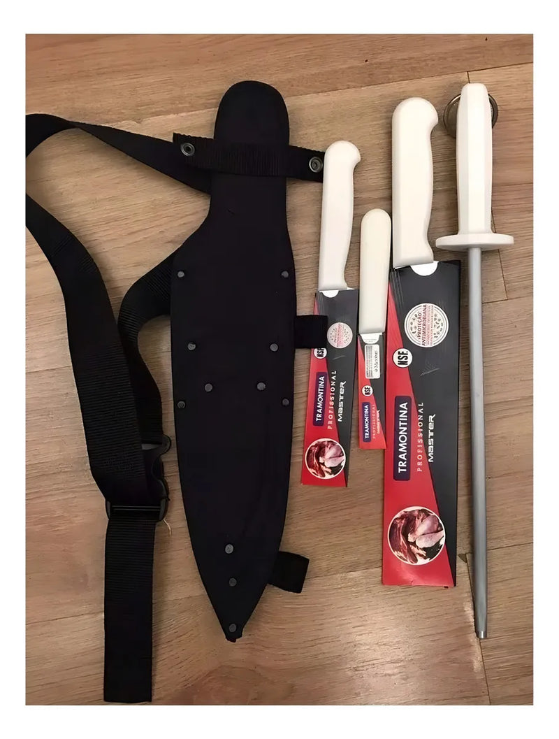 Cuchillos Tramontina Para Chef Con Chaira De 12 Pulgadas Color Negro/blanco