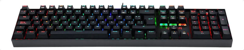 Teclado gamer Redragon Mitra QWERTY Outemu Blue español latinoamérica color negro con luz RGB