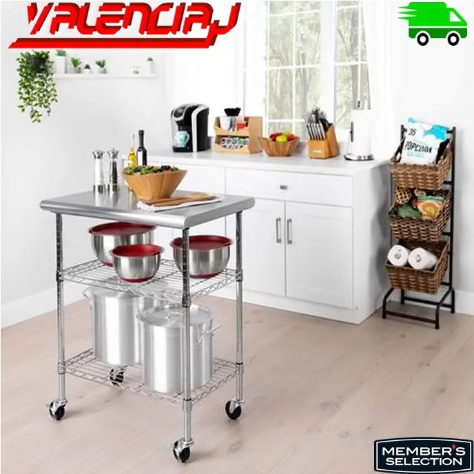 Mesa Cocina Acero Inoxidable 76x51x91 Cms Liso Cromado