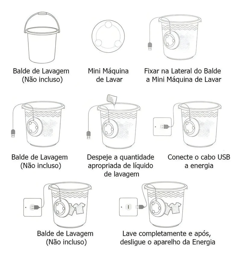 Mini lavadora de ropa portátil con cubeta, lavadora USB