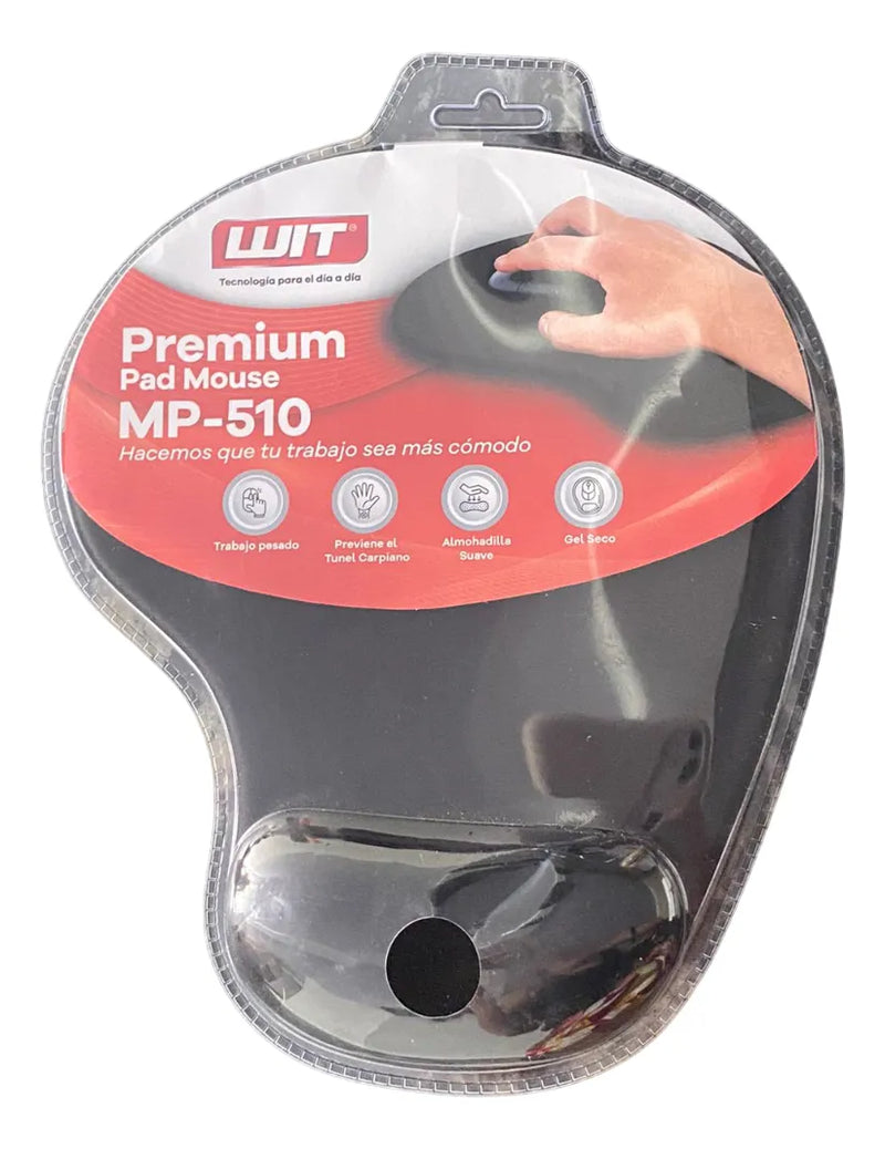 Pad Mouse Con Gel Ergonómico Wit Premium Negro