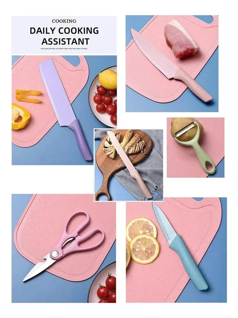Juego Set Cuchillos Cocina X 6 Piezas Colores