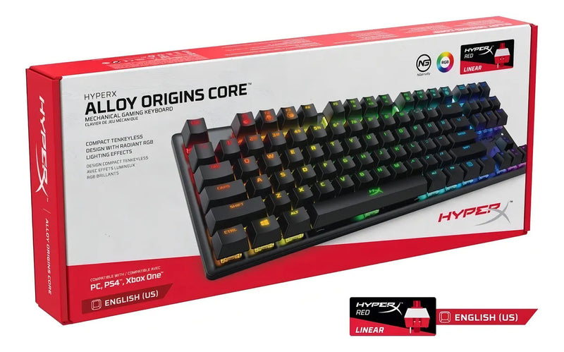 Teclado gamer HyperX Alloy QWERTY Red inglés US color negro con luz RGB