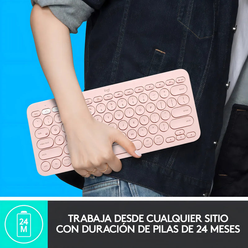 Logitech K380 Teclado Bluetooth Multi dispositivo Rosado Color del teclado Rosa Idioma Español