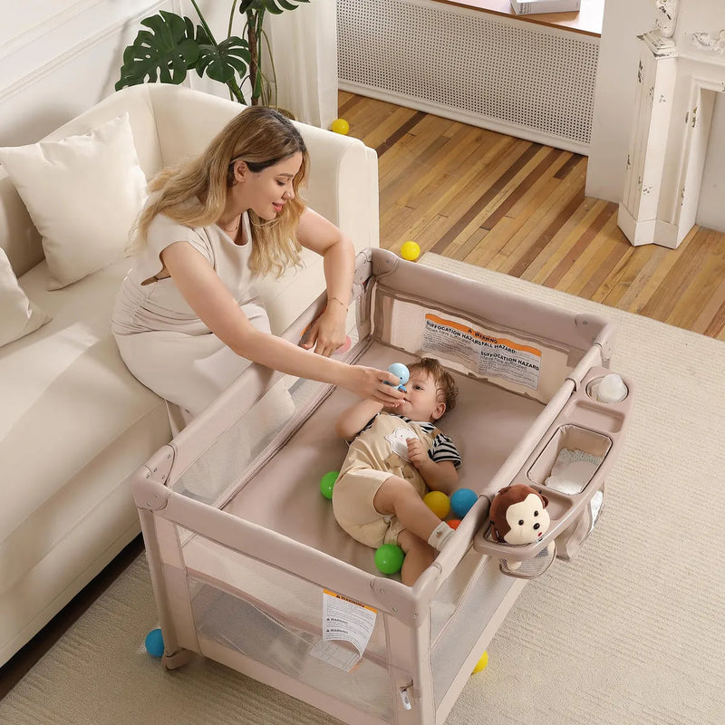 Moisés Portátil 5 En 1 Corralito Plegable Para Bebés Champán