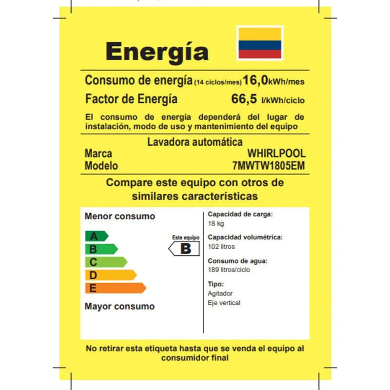 Lavadora Whirlpool 18kg Carga Superior Xpert 7mwtw1805em Blanco