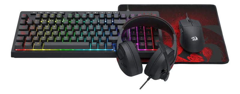 Kit Teclado/ Mouse/ Diadema/ Mousepad Redragon S147 Negro