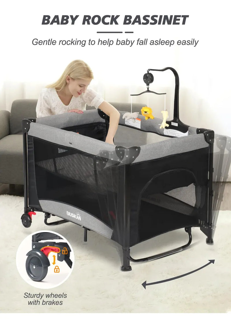 Biusikan Cuna Para Bebe, Empacar Y Jugar Con Moises, Cama De