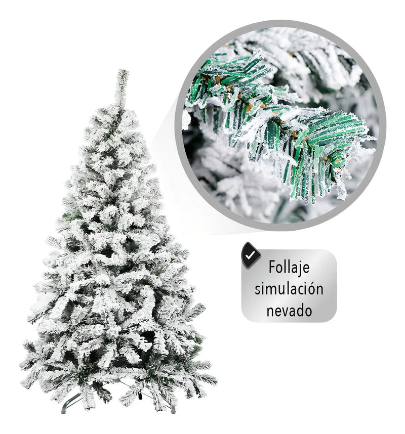 Árbol Artificial De Navidad Nevado 1.90 Color Verde