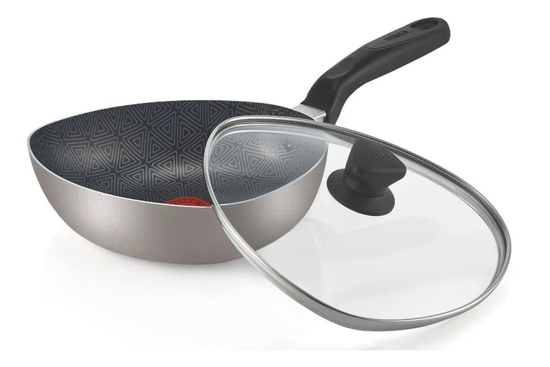 Wok Mas 24cm Tapa Vidrio A/a Imusa Talent 5861029272 Color Gris