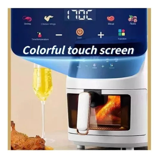 Freidora De Aire 8 Litros Sin Aceite Grande Air Fryer Negro Y Blanco