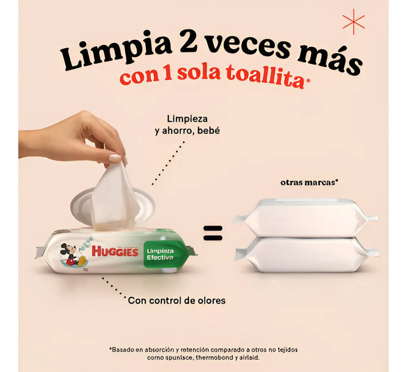 Toallitas Húmedas Huggies Limpieza Efectiva - 48 Un