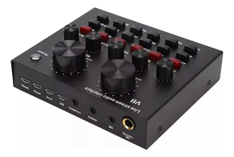 Tarjeta De Sonido V8 Interfaz Consola De Audio Grabación Negro