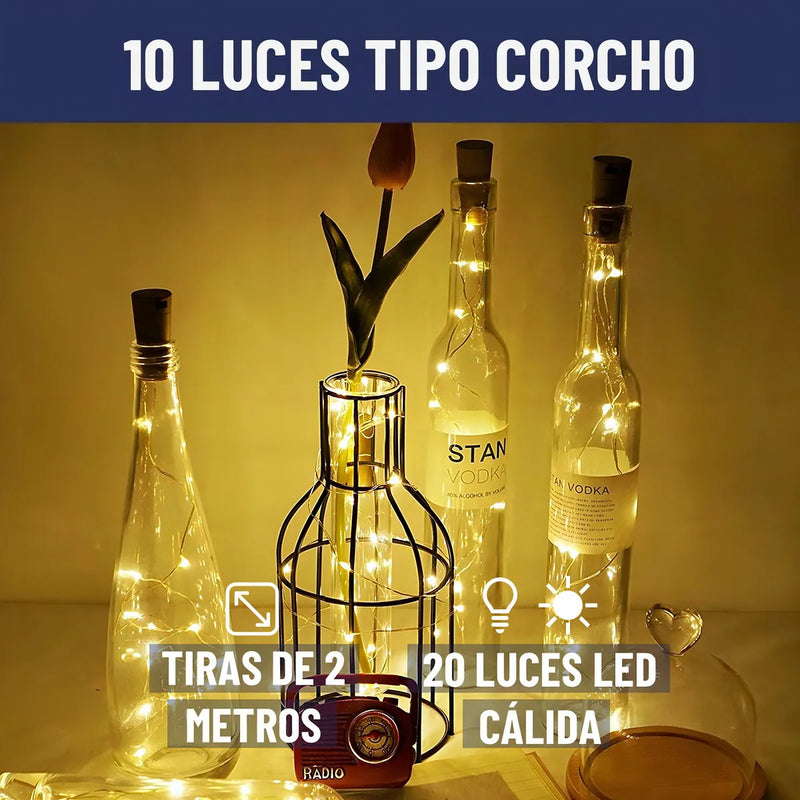 Luces Led Guirnalda Con Corcho Para Botella Hada Maxwell X10