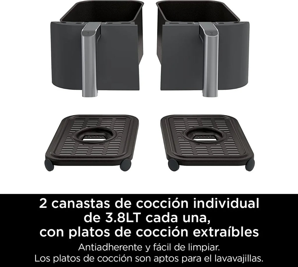 Freidora De Aire 2 Canastas 7.6 Lts Ninja Dz201 Gris Color Gris oscuro