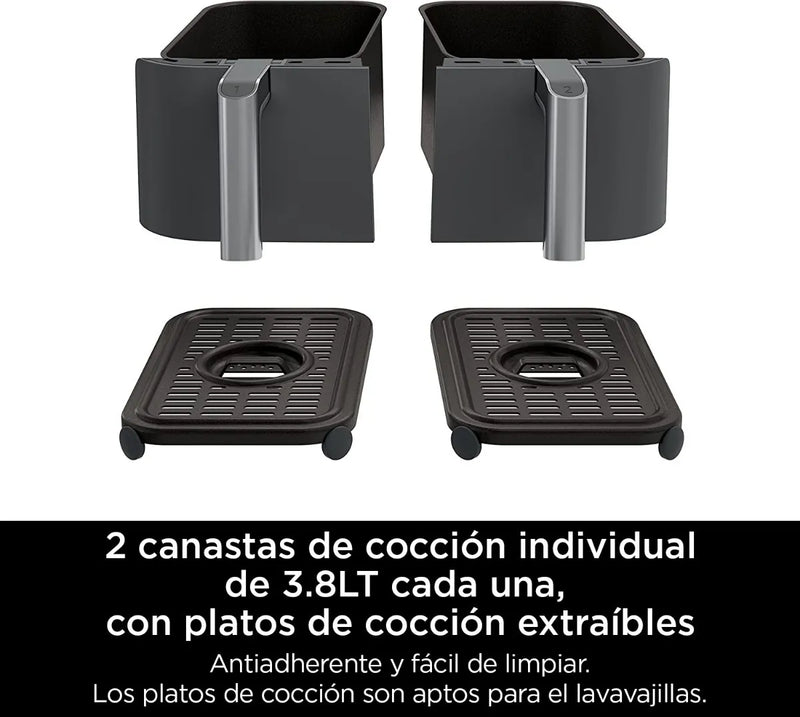 Freidora De Aire 2 Canastas 7.6 Lts Ninja Dz201 Gris Color Gris oscuro