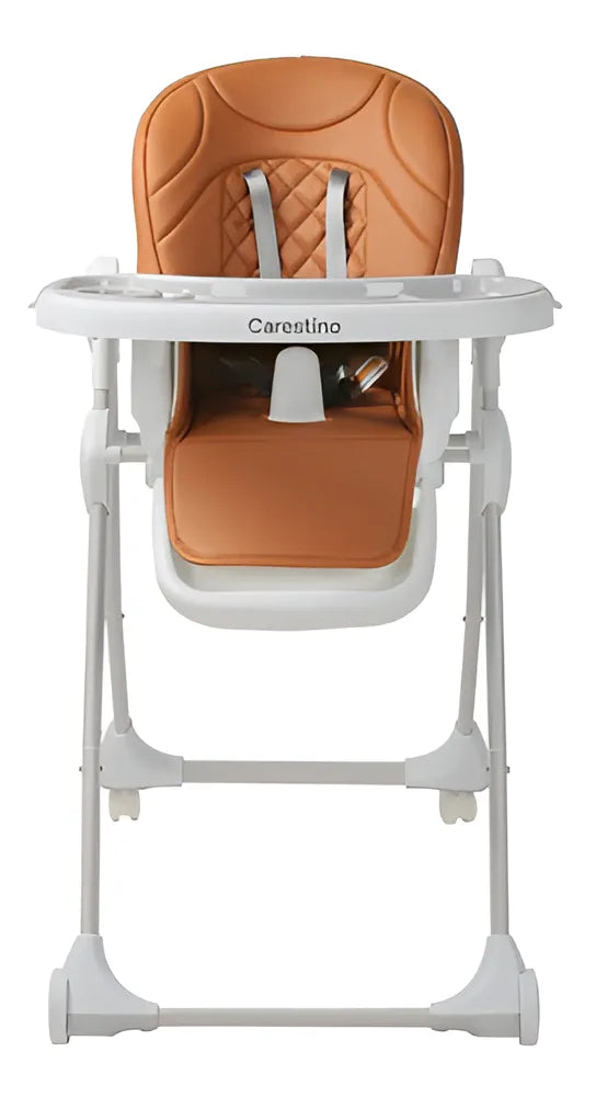 Carestino silla de comer petra marrón ocre plegable altura adaptable con bandeja extraíble
