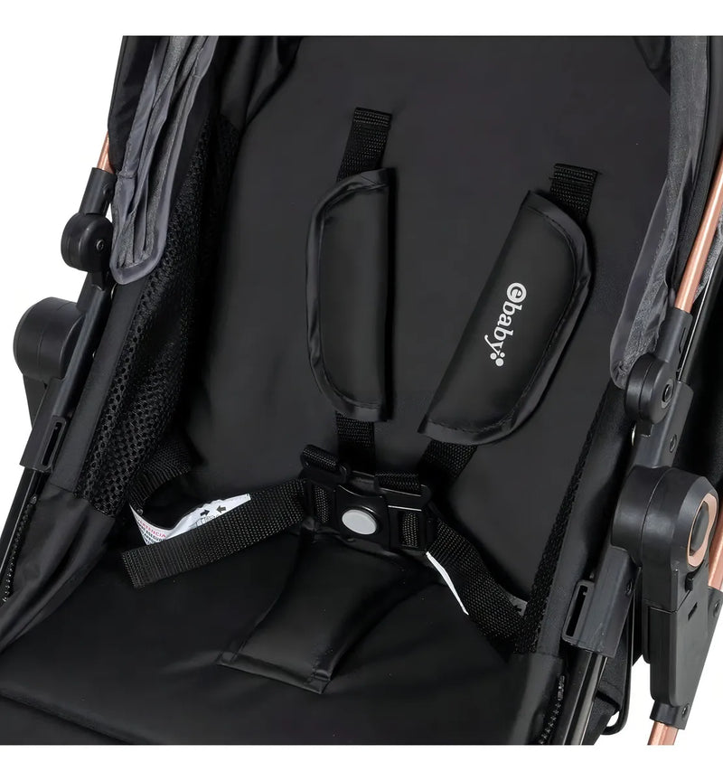 Coche Moisés Para Bebe Lujo 0 A 4 Años Ultra Liviano Color Negro - Azul Chasis Cobre