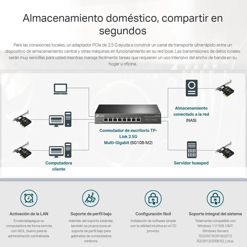 Tarjeta De Red Pci Express Tp-link Tx201 De 2.5 Gigabits