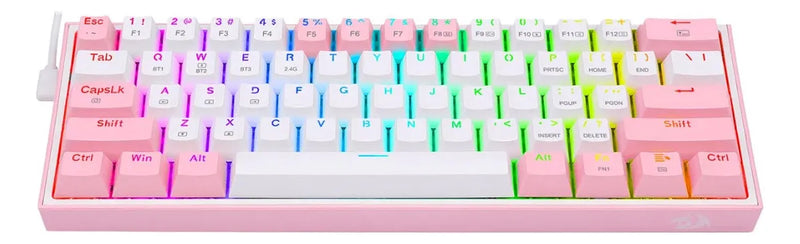 Teclado Redragon K616-rgb Fizz Pro Red Español - White/pink Color Del Teclado Blanco/rosa
