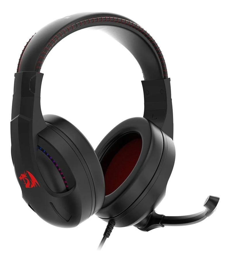 Auriculares Cronus Gamer con iluminación RGB y micrófono Redragon, color negro