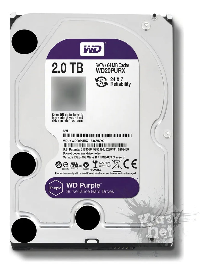 Disco duro interno Western Digital WD Purple WD20PURZ 2TB púrpura