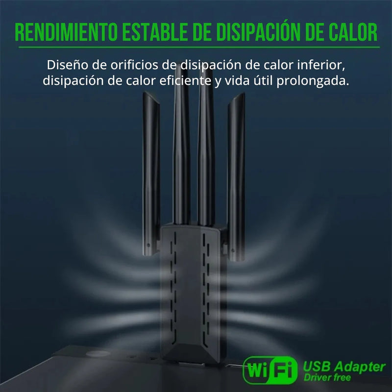 Adaptador Wifi Usb 5g Dual Band 1200 Mbps Receptor 4 Antenas