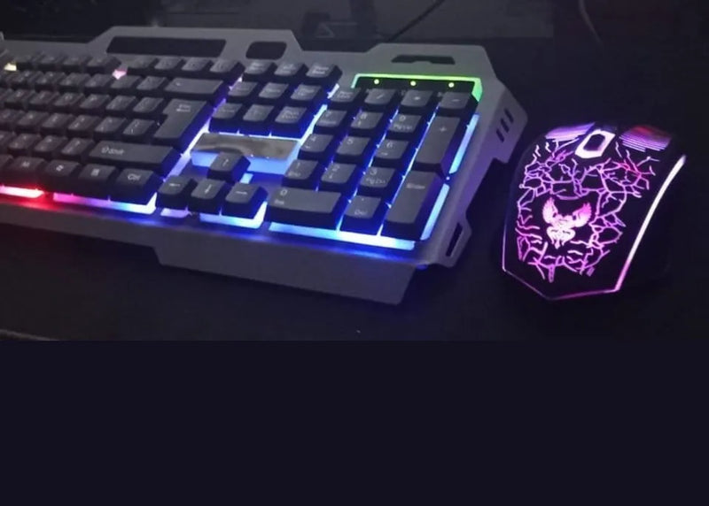 Teclado Mouse Gamer Retroiluminado Metalico Cmk 198 Color del teclado Negro