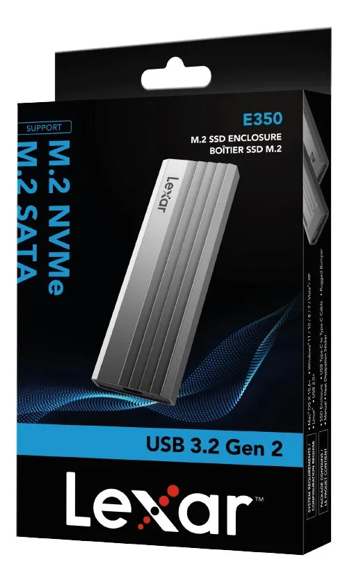 Enclosure Lexar Ssd M2 Nvme M2 Sata E350 Color Gris