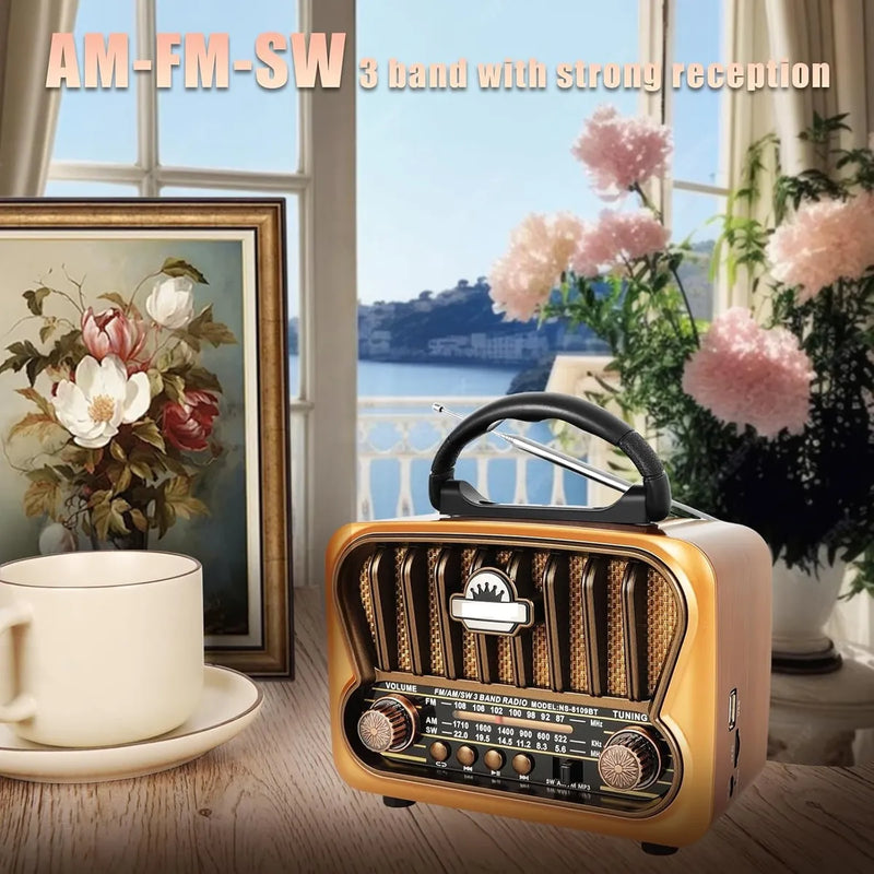 Radio Multibandas Retro Solar Excelente Sonido Y Sintonia Café