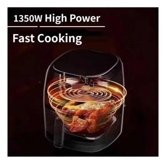 Freidora De Aire 8 Litros Sin Aceite Grande Air Fryer Negro Y Blanco