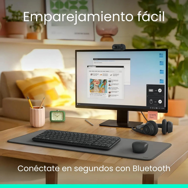 Combo Bluetooth Logitech Mk250, Teclado Y Mouse Compactos Mouse Negro Teclado Negro