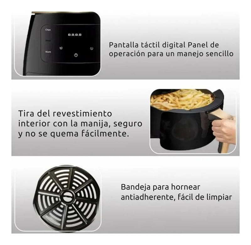 Air Fryer 6l Digital Con Bandeja Antiadherente Casa Cocina