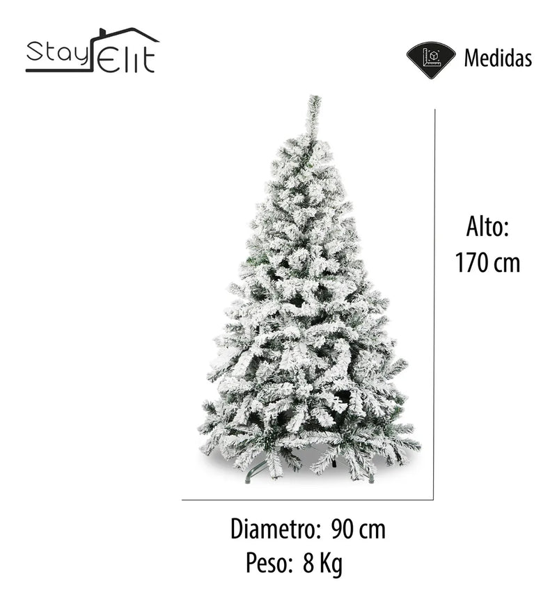 Árbol Artificial De Navidad Nevado 1.70 Color Verde