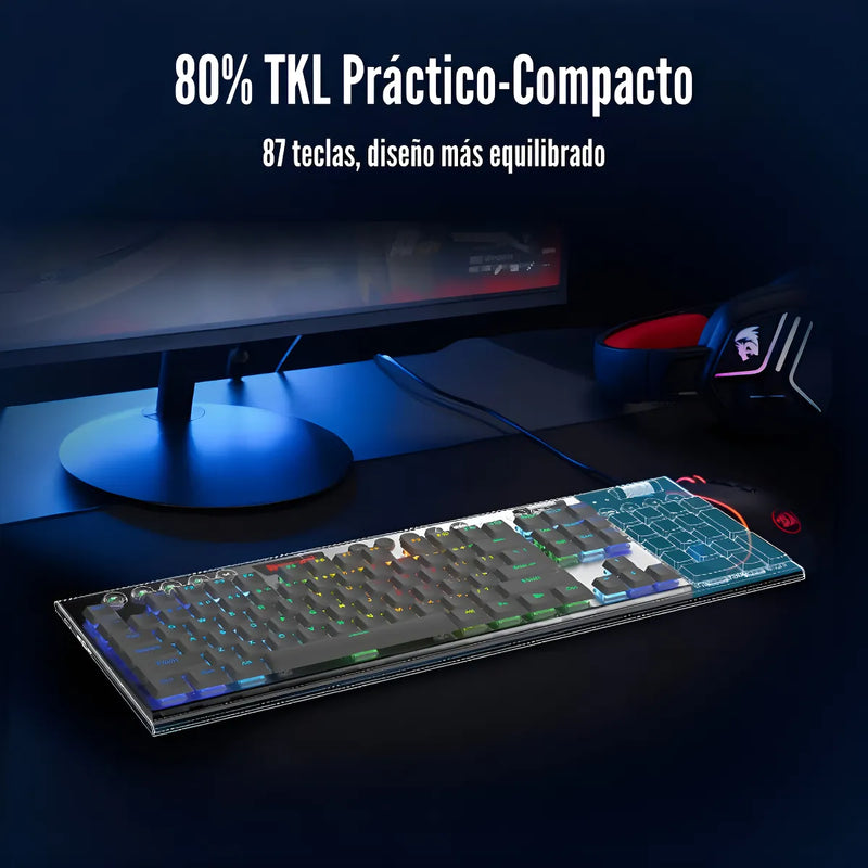 Teclado Gamer Inalámbrico Redragon Horus K621w Tkl Blanc Rgb Idioma Español Latinoamérica Color Del Teclado Blanco