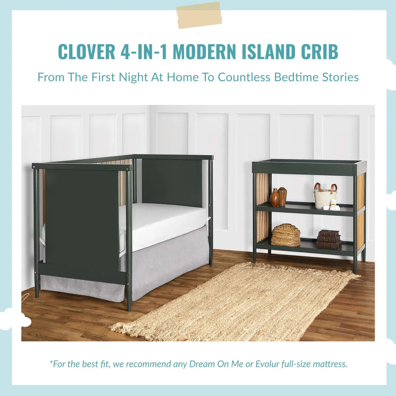 Dream On Me Cuna Moderna Isla 4 En 1 Clover Con Husillos Re. Color Negro